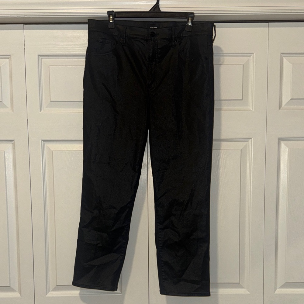Express Women's Black Straight Ankle High Rise Shimmer Jeans